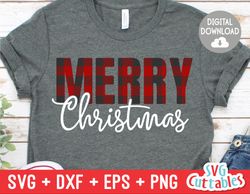 Merry Christmas svg - Christmas svg - Cut File - svg - eps - dxf - png - Buffalo Plaid - Plaid - Silhouette - Cricut fil