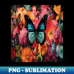 Multicolored Butterflies Flowers Pattern - Signature Sublimation PNG File - Unleash Your Creativity