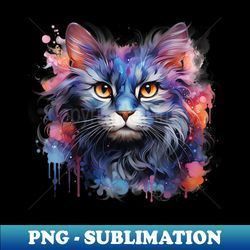 Galactic Whiskers The Cosmic Watercolor Cat - Vintage Sublimation PNG Download - Unlock Vibrant Sublimation Designs