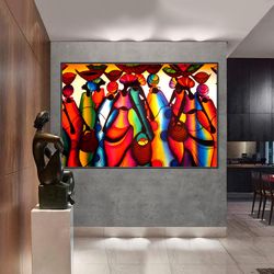 African Art Canvas, African Woman Colorful Abstract Canvas Wall Art, African American Art, Canvas Ready To Hang