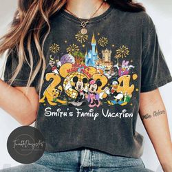 Personalized Mickey & friends Happy New Year 2024 shirt, Walt Disney World Disneyland New year's eve party T-shirt sweat