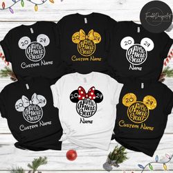Personalized Mickey Minnie Ears Disney Happy New Year 2024 Shirt, WDW Disneyland New Year's Eve Party 2024, Disney Famil