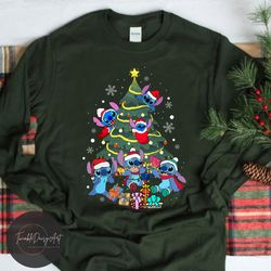 Stitch Christmas tree shirt, Cute Stitch Disney Mickey's very merry Christmas party 2023 shirt, Christmas sweatshirt, WD