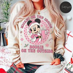 Vintage Pink Mickey and Friends Bougie Disney Christmas Shirt, Mickey's Very Merry Christmas Party 2023, Disney Family C