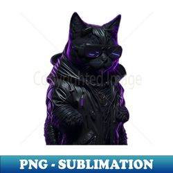 neon boss cat with cyber vibes - PNG Transparent Digital Download File for Sublimation - Stunning Sublimation Graphics