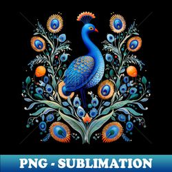 A Cute Peacock Scandinavian Art Style - Vintage Sublimation PNG Download - Capture Imagination with Every Detail