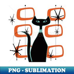 Retro Cat Sitting in front of MCM Artwork - PNG Sublimation Digital Download - Revolutionize Your Designs