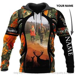 Orange Deer Hunting Dad To Daughter Personalized Unisex Hoodie LH