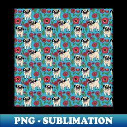 Pugs and Poppies - High-Resolution PNG Sublimation File - Transform Your Sublimation Creations