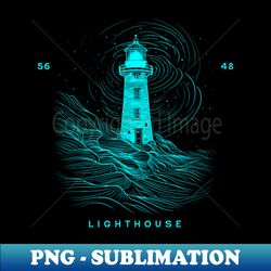 Guiding Light Lighthouse Minimalist Design with Mountain - Unique Sublimation PNG Download - Unleash Your Creativity