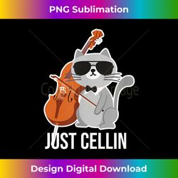 Just Cellin Cat Cello Design for Cellists - Bohemian Sublimation Digital Download - Customize with Flair
