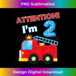 Kids Fire Department Two 2yr 2nd 2 Year Old Birthday Boy Kid - Deluxe PNG Sublimation Download - Spark Your Artistic Genius