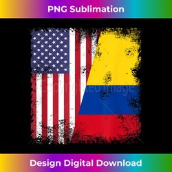 Half Colombian Flag T-  Vintage Colomobia USA Gift - Contemporary PNG Sublimation Design - Channel Your Creative Rebel