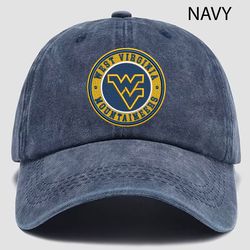 West Virginia Mountaineers NCAA Embroidered Distressed Hat, NCAA West Virginia Logo Embroidered Hat, Baseball Cap
