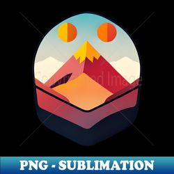 Geometric Sunrise - A Mountainous Landscape Illustration in Bold Colors - Instant PNG Sublimation Download - Instantly Transform Your Sublimation Projects