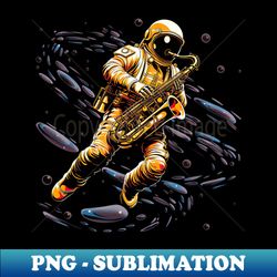 harmonies in the cosmos astronaut in space playing a saxophone - png transparent digital download file for sublimation - perfect for personalization