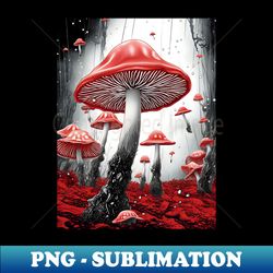 red mushroom landscape - decorative sublimation png file - defying the norms
