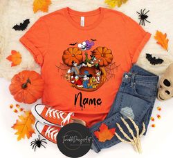personalized disney halloween pumpkin balloons shirt, mickey and friends halloween party 2023, disney family halloween m