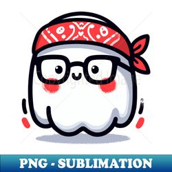 Cute Ghost with Glasses and Bandana - Modern Sublimation PNG File - Revolutionize Your Designs