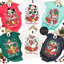 Personalized Mickey and Friends Disney Christmas Shirt, Floral Mickey's Very Merry Christmas Party 2023, Disney Family C