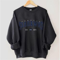 Seattle Football Sweatshirt, Vintage Style Seattle Football Crewneck, Football Sweatshirt, Seattle Seahawks Sweatshirt,