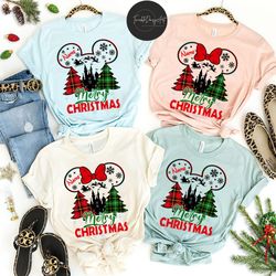 Personalized Mickey Minnie Christmas Trees shirt, Disney Christmas Buffalo Plaid shirt, Merry Christmas 2023 shirt, Disn