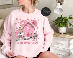 Personalized Pink Disney Gingerbread shirt, Mickey & friends Disney Christmas Sweatshirt, Mickey's very merry Christmas