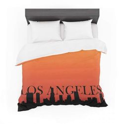 &8220Los Angeles&8221 Orange Black Featherweight 3D Customize Bedding Set Duvet Cover Set Bedroom Set Bedlinen