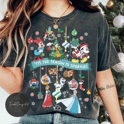 Tis the season to sparkle Disney Christmas shirt, Mickey & friends Christmas sweatshirt, Disney 100 years of wonder shir
