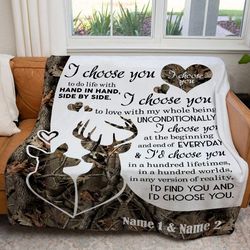 personalized anniversary gift for wife i choose you dear hunting blanket