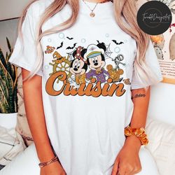 Vintage Disney Cruisin Halloween On The High Seas shirt, Retro Mickey and Friends Halloween Cruise, Disney Family Hallow