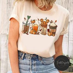 Vintage Disney Fall coffee Shirt, Retro Disney Mickey pumpkin coffee shirt, Pumpkin Spice latte shirt, Spooky season cof