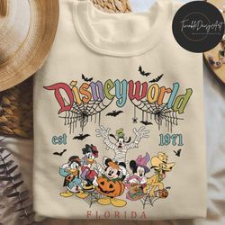 Vintage Disneyworld Halloween Est 1971 Florida Shirt, Retro Mickey and Friends Halloween Pumpkin, Disney Family Hallowee