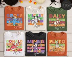 Vintage Retro Disney Halloween All Characters Shirt, Mickey and Friends Halloween Pumpkin, Disney Halloween Snacks Drink