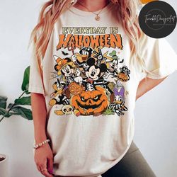 Vintage Retro Disney Halloween Shirt, Mickey and Friends Skeleton Everyday is Halloween, Disney Family Halloween Party 2