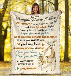 Personalized Couple Deer I love you then I love you still To my Beautiful Woman I Love Hunting Deer Blanket Gift For Wif