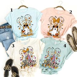 Watercolor Disney castle Halloween shirt, Mickey Minnie Ghost Magic Kingdom shirt, Disney Skeleton shirt, Mickeys not so