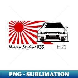 Nissan Skyline r33 GTR JDM Car Japanese Flag - Vintage Sublimation PNG Download - Fashionable and Fearless