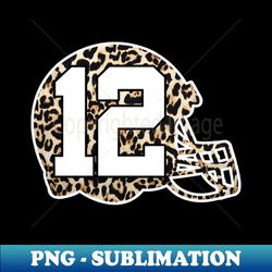12th Birthday Football Leopard Print Wild Animal - PNG Transparent Sublimation Design - Instantly Transform Your Sublimation Projects
