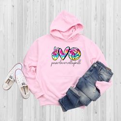 Peace Love Volleyball Hoodie, Peace Hoodie, Volleyball Hoodie, Inspirational Hoodie, Volleyball Lover Hoodie, Gift For V