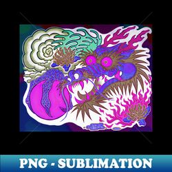 Neon Dragon With 4 Elements Variant 17 - PNG Transparent Sublimation Design - Add a Festive Touch to Every Day