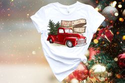Farm Fresh Christmas Trees Truck Shirt, Christmas Tree Cut and Carry Shirt, Christmas Family, Red Truck Shirt, Christmas
