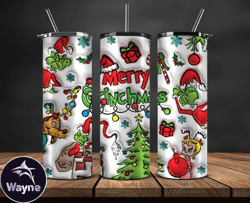 Grinchmas Christmas 3D Inflated Puffy Tumbler Wrap Png, Christmas 3D Tumbler Wrap, Grinchmas Tumbler PNG 128