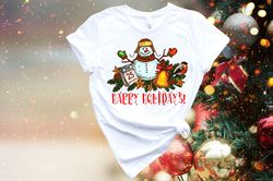 Happy Holidays Snowman Sweatshirt, Christmas Girls Shirt, Christmas Jingle Bells, Christmas Holiday, Christmas Gift Shir