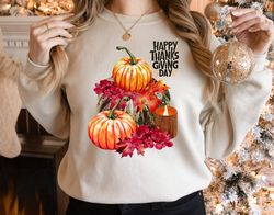 Happy Thanksgiving Shirt, Thanksgiving Gift, Cute Pumpkins Tee, Cute Fall Shirt, Fall Gifts for Women, Autumn Leaves Shi
