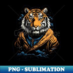 The Tiger is Wearing an Orange Hooded in a Nautical Theme - Professional Sublimation Digital Download - Perfect for Sublimation Art