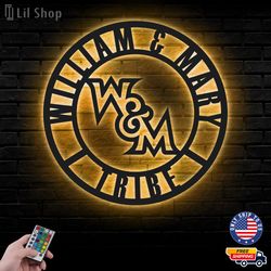 William Mary Tribe Metal Sign, NCAA Logo Metal Led Wall Sign, NCAA Wall decor, William Mary Tribe LED Metal Wall Art