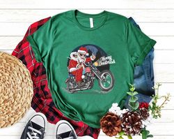 Biker Santa Motorcycle Merry Christmas Shirt, Xmas Holidays, Motorcycle Santa Christmas, Santa On A Motorcycle, Family C