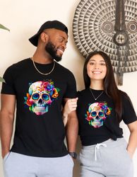day of the dead t-shirt, dia de los muertos faux embroidery shirt, sugar skull, costume, mexican, floral, gift for her,