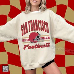 San Francisco 49ers Football Sweatshirt, Varsity 49ers Crewneck Sweater, NFL Game Day Apparel, Gift for SF Niners Fan, S